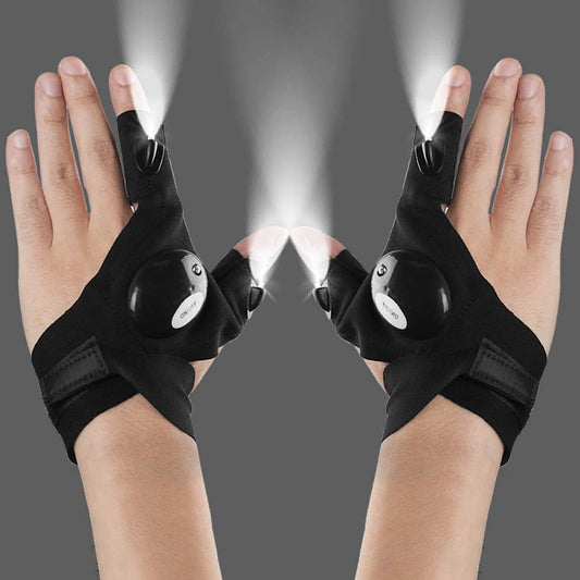 Handy Fingerless LED Flashlight Gloves for Outdoor & Repair
